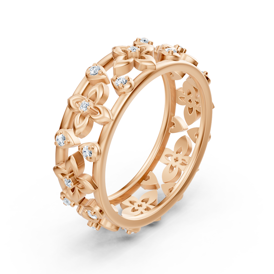 Noble rose gold ring with diamonds in a flower design – delicate elegance