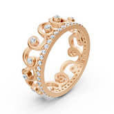 Bague couronne de princesse en or rose 14 carats et diamants « Royal Grace »