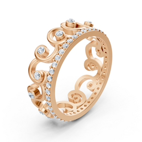 Bague couronne de princesse en or rose 14 carats et diamants « Royal Grace »