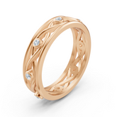 Elegant rose gold ring with round diamonds in bezel design