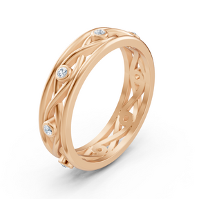 Elegant rose gold ring with round diamonds in bezel design