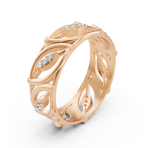 Moderner Rosegold-Ring mit Runddiamanten im Prong-Design