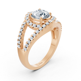 Roségoldener Weisstopas Diamant-Halo-Verlobungsring