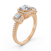 Diamond 3-stone engagement ring in rose gold