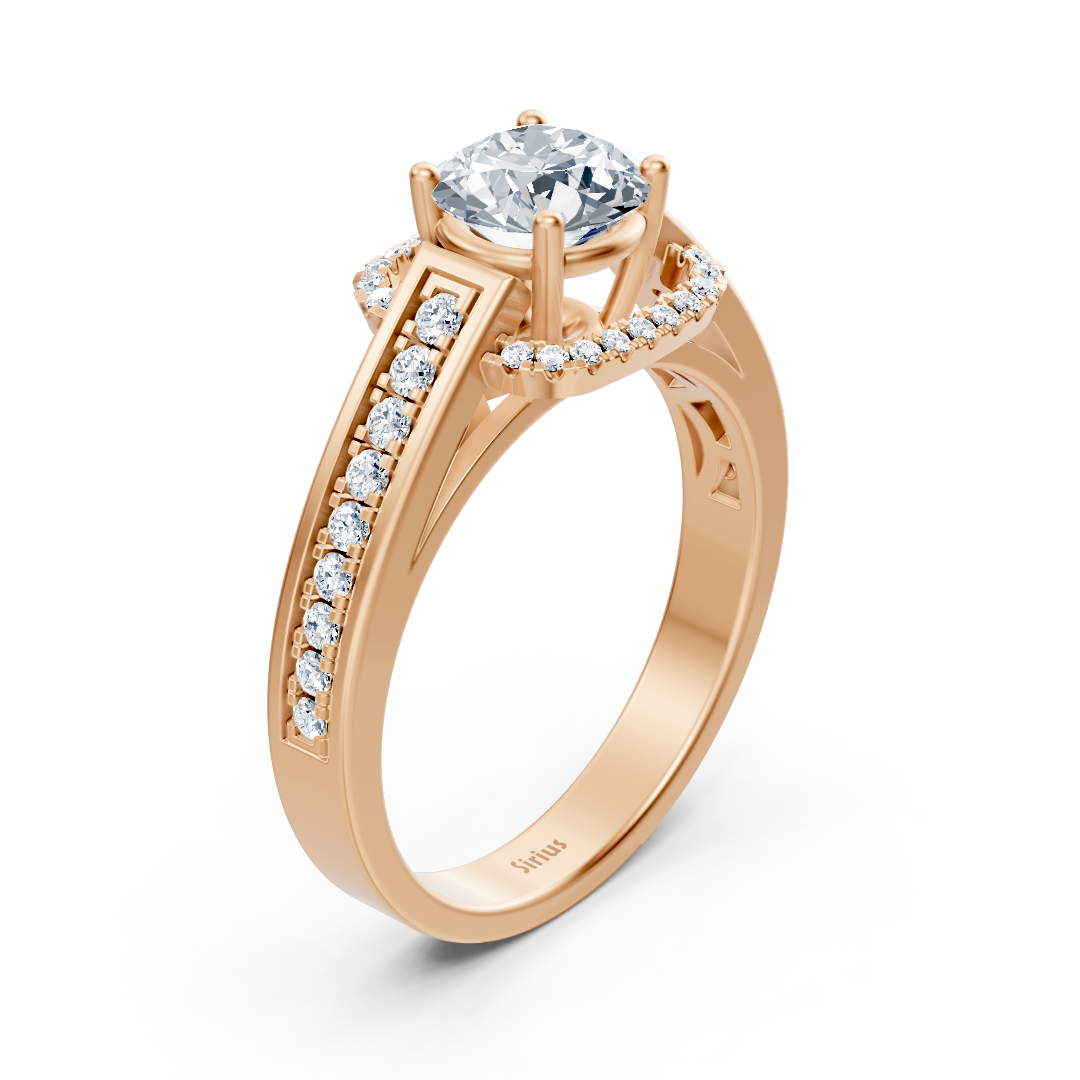 Elegant rose gold side stone diamond ring