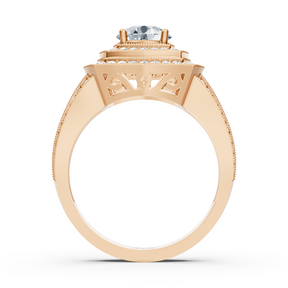 Roségoldener Quadratischer Halo Weisstopas Diamantring