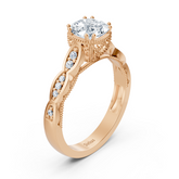 Diamond and ruby ​​ring rose gold