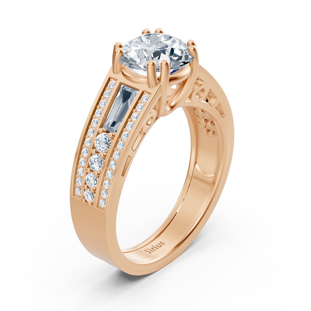 Rose gold baguette-cut diamond ring
