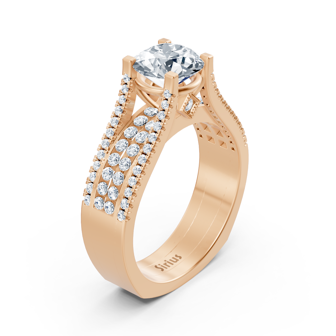 Bague Éternité et Pavé de Diamants en Or Rose