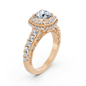 Birgie Sirius Roségold Halo Diamant Verlobungsring mit Rundschliff