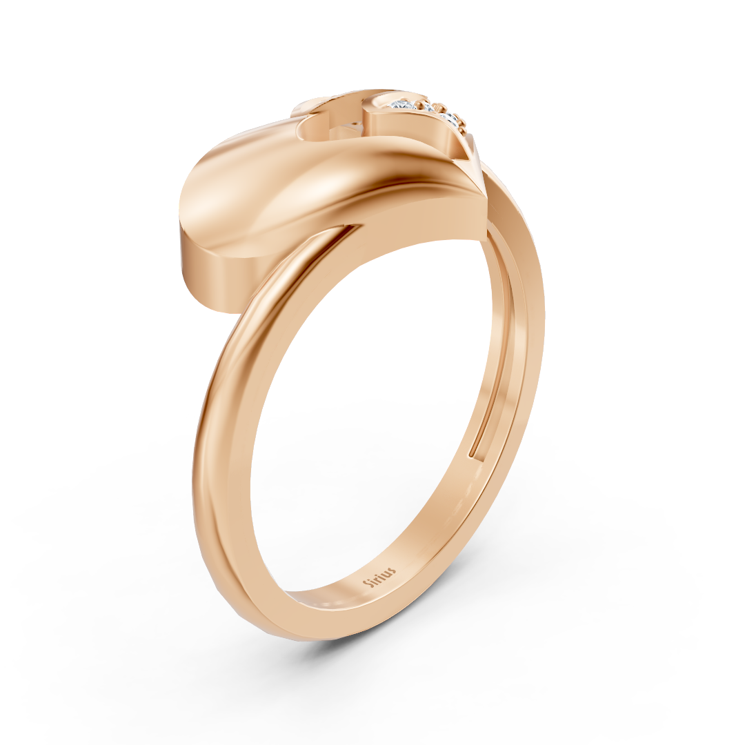 Graceful Vernive Everling heart ring in rose gold with delicate pavé diamonds
