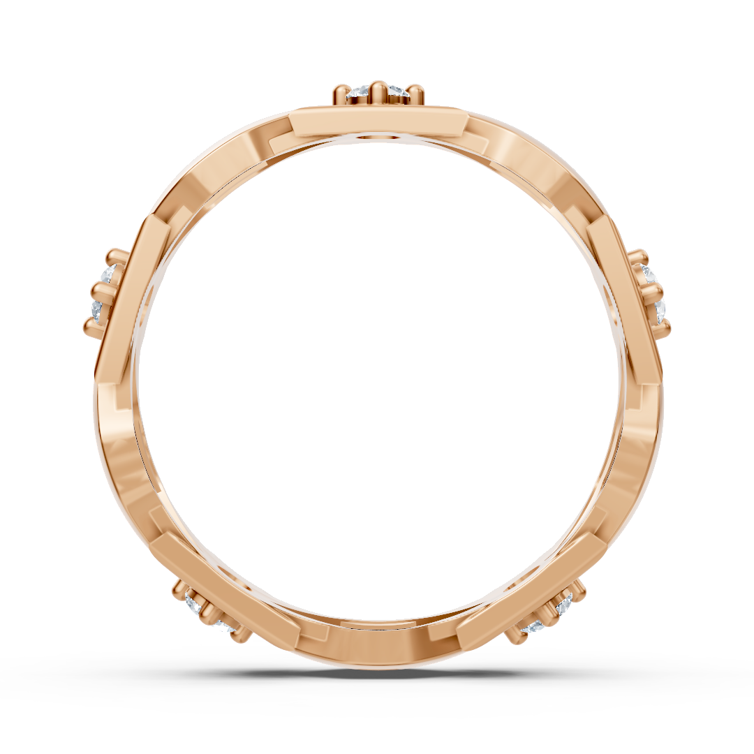 Anneau de diamant en or rose exclusif avec design moderne