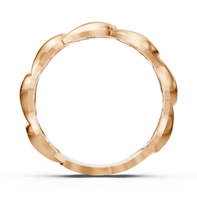 Elegant rose gold diamond ring with wave pattern