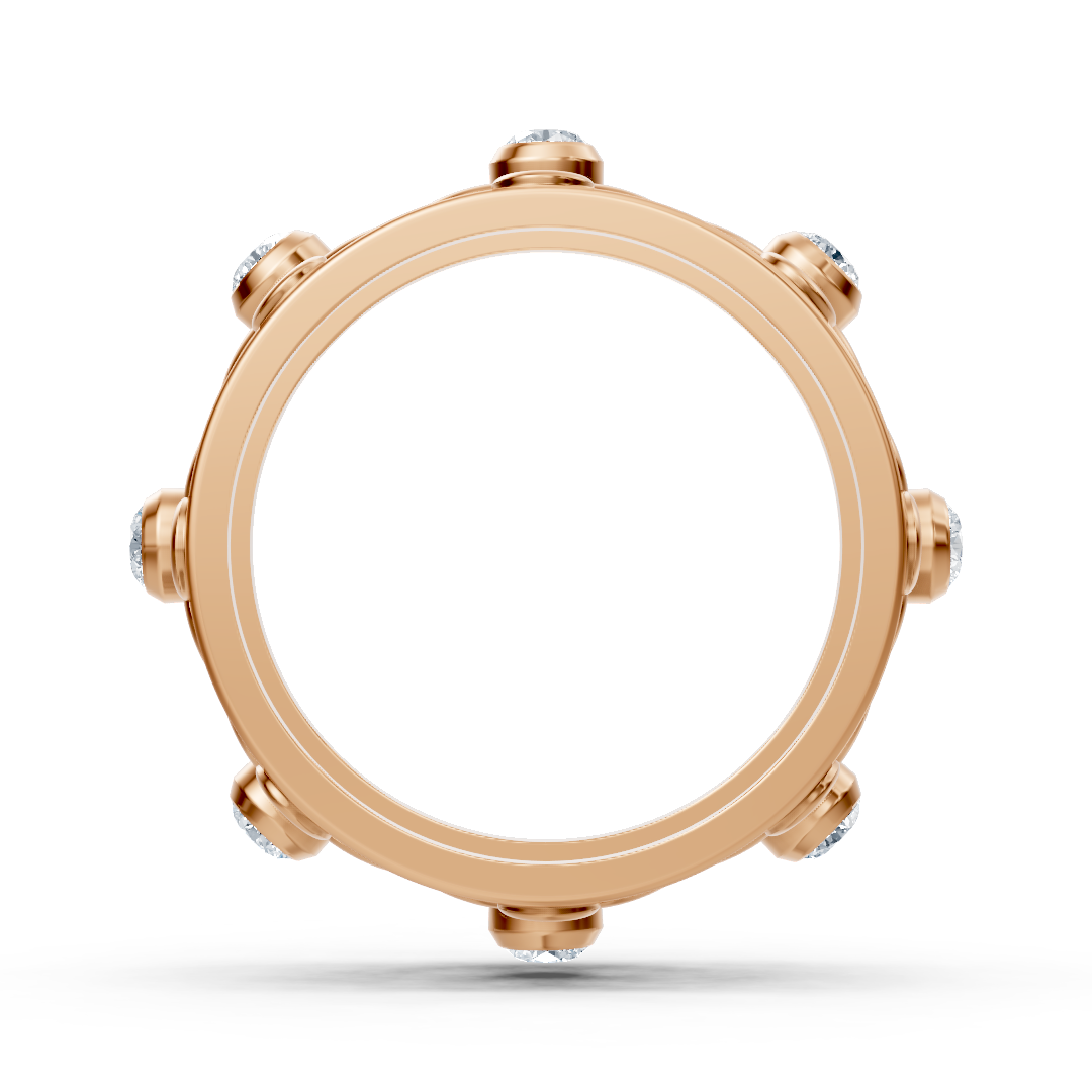 Bague fleur en filigrane avec diamants en or rose 14 carats