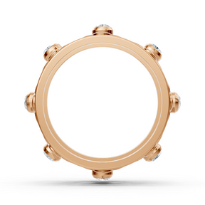 Bague fleur en filigrane avec diamants en or rose 14 carats