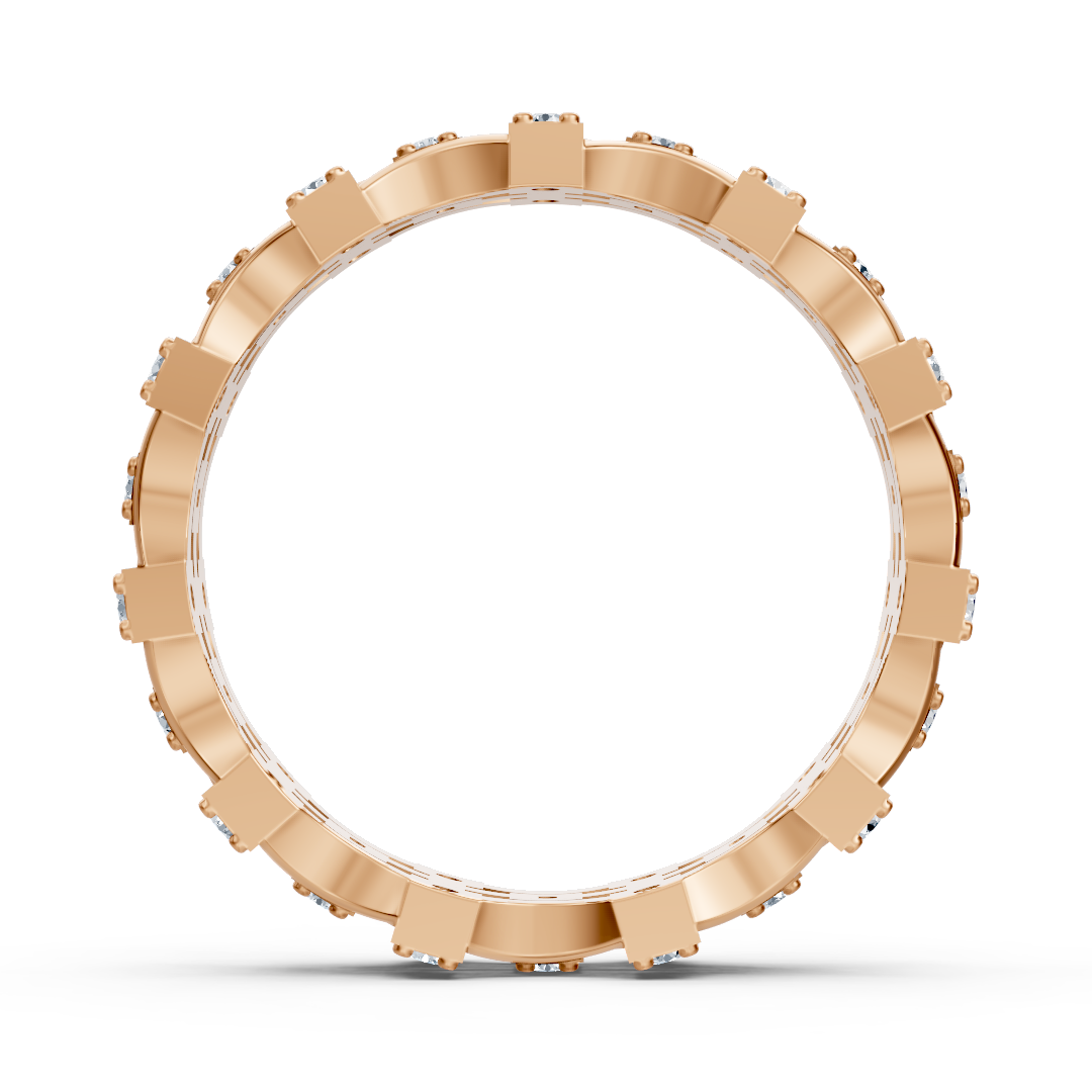 Bague moderne en or rose 14 carats avec diamants - bague femme en filigrane pour tous les jours
