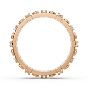 Bague mémoire en or rose 14 carats avec diamants - bague femme moderne avec sertissage à griffes et lunette