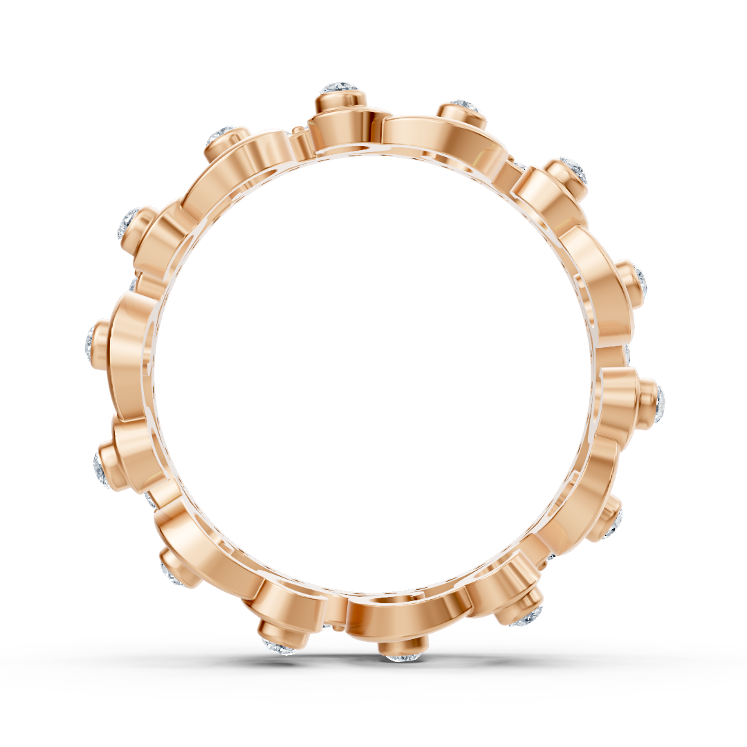 Bague couronne de princesse en or rose 14 carats et diamants « Royal Grace »