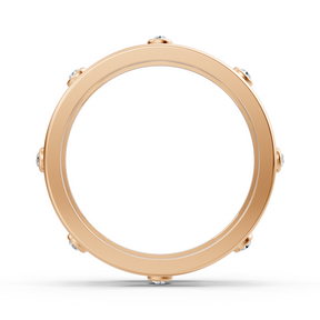 Elegant rose gold ring with round diamonds in bezel design