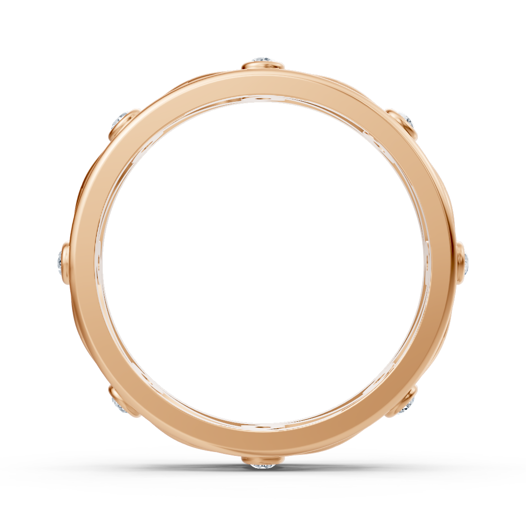Elegant rose gold ring with round diamonds in bezel design