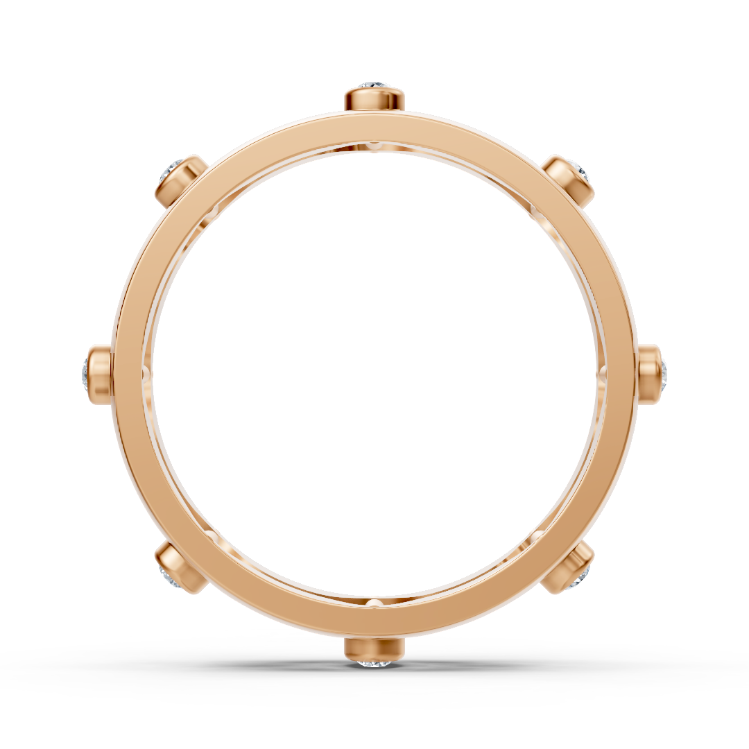 Elegant rose gold ring with round diamonds in bezel design