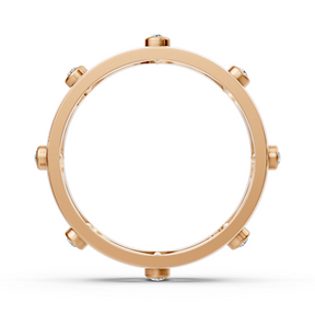 Elegant rose gold ring with round diamonds in bezel design