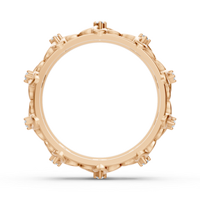 Elegant rose gold ring with round diamonds in prong design