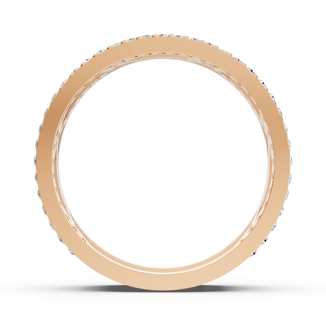 Rose gold ring with round diamonds in prong design
