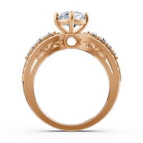 Bague de fiançailles extravagante en diamant en or rose 14 carats