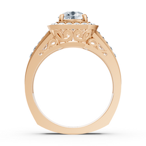 Sparkling princess and brilliant cut diamond engagement ring in 14 carat rose gold