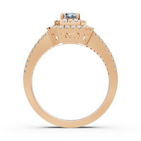 Diamond &amp; Sapphire Halo Engagement Ring in Rose Gold