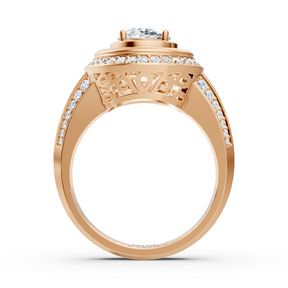 Bague de fiançailles halo en or rose avec diamants et tourmaline