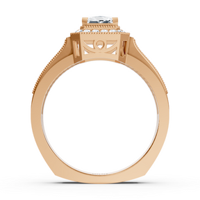 Birgie Sirius rose gold diamond &amp; sapphire halo ring with princess &amp; round cut