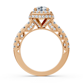 Birgie Sirius Roségold Halo Diamant Verlobungsring mit Rundschliff