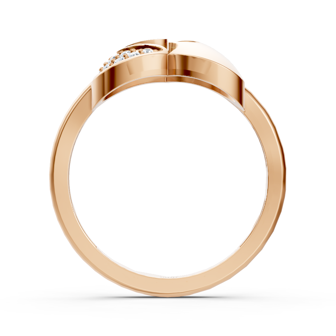 Graceful Vernive Everling heart ring in rose gold with delicate pavé diamonds