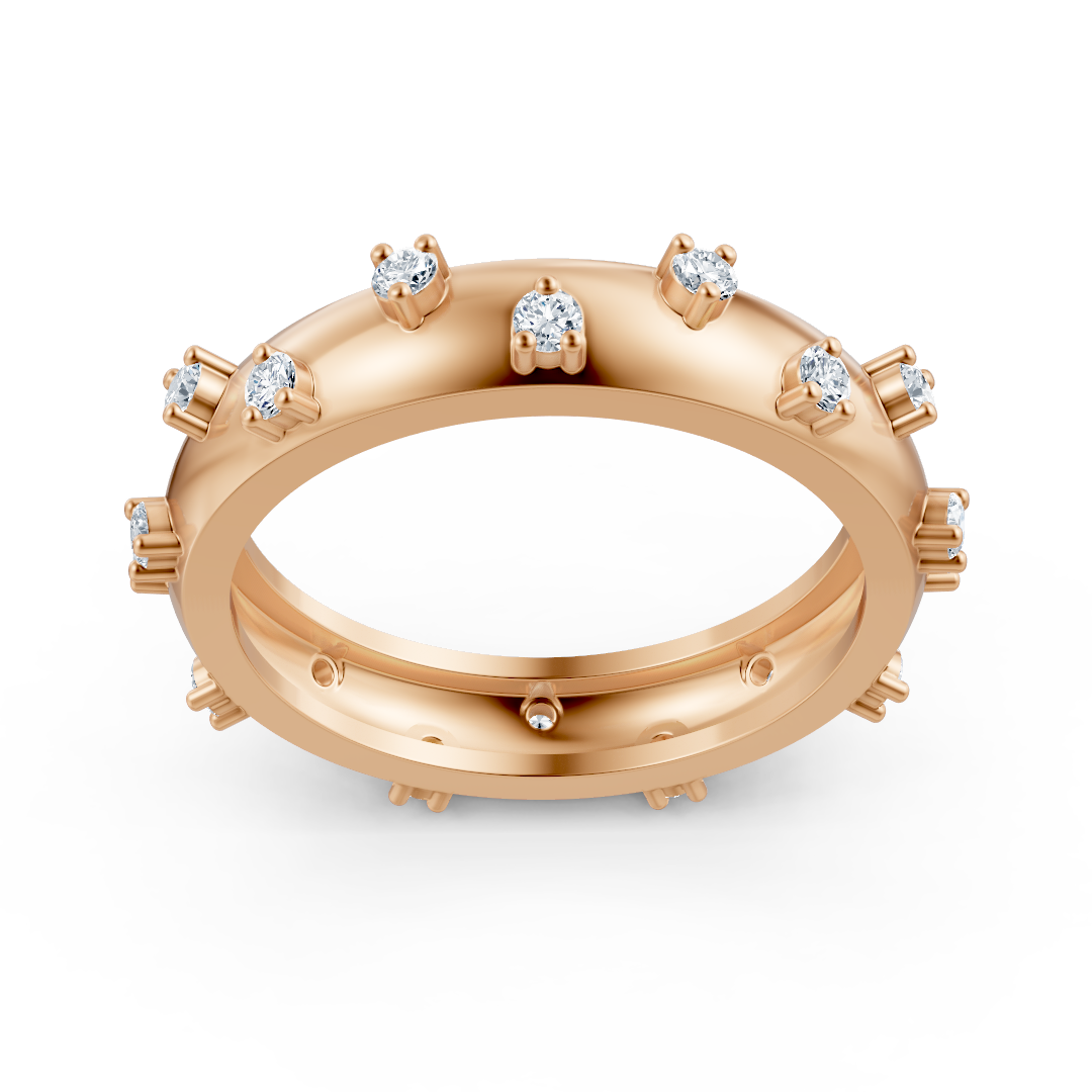 Bague élégante en or rose 14 carats avec diamants – 0,252 carat