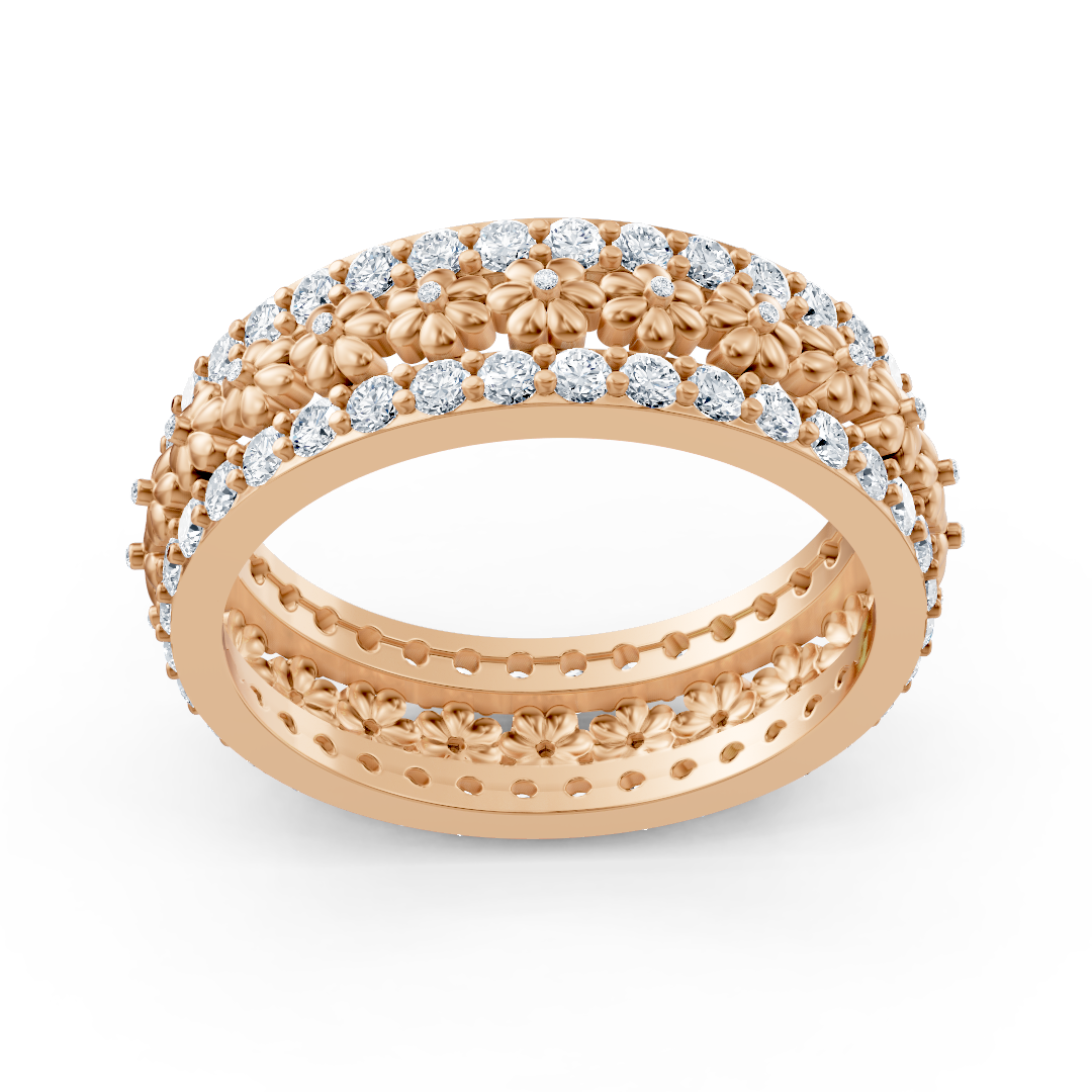 Exquisite flower diamond ring in 14K rose gold