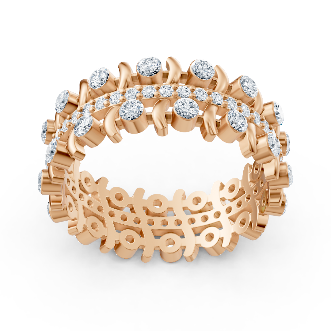 Noble diamond rank ring - 14K rose gold, approx. 0.74 carat