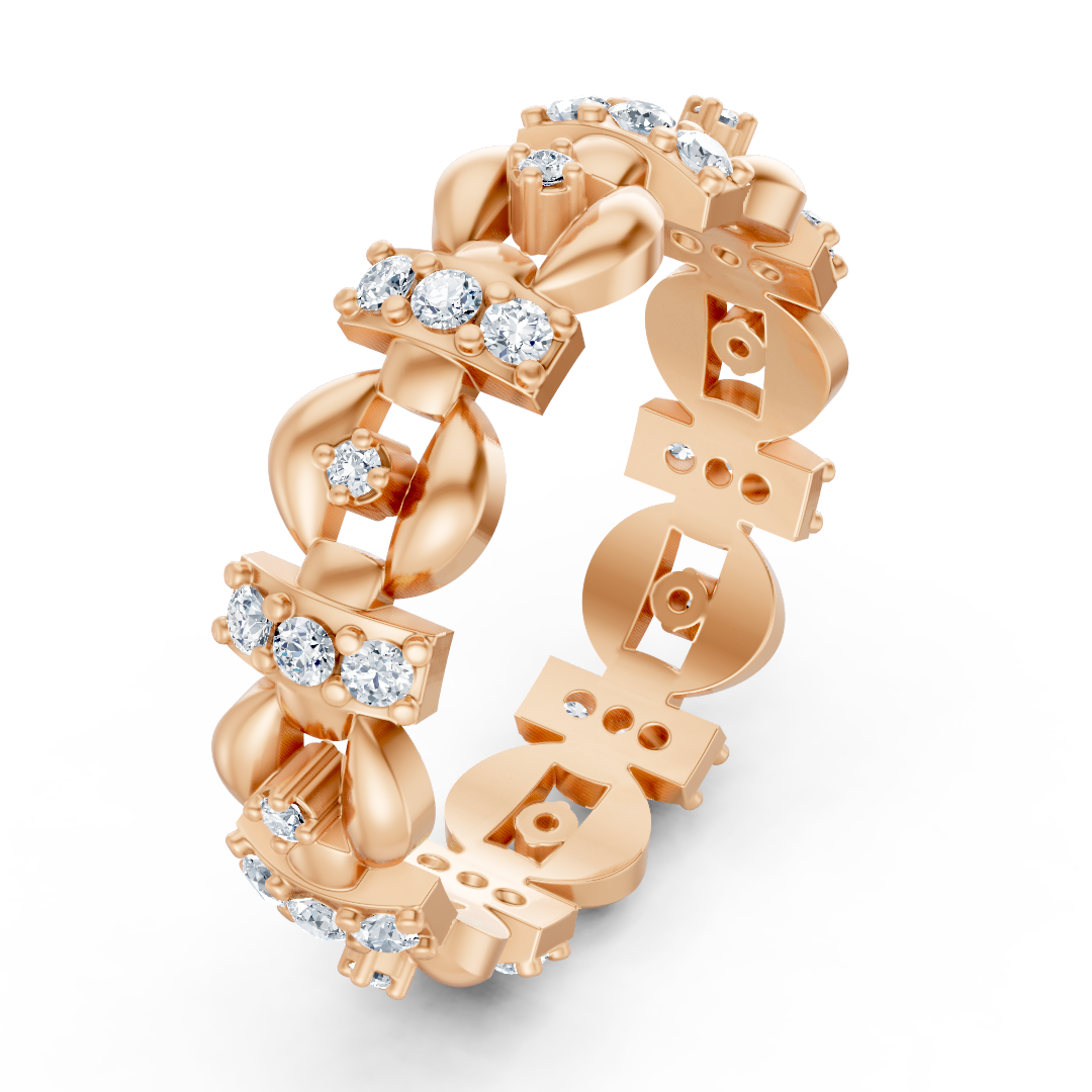 Bague en diamant fascinante avec un mélange de formes - or rose 14 carats, environ 0,40 carat