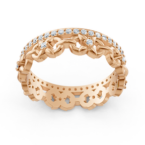 Rosegoldener Diamantring mit Kettenmuster
