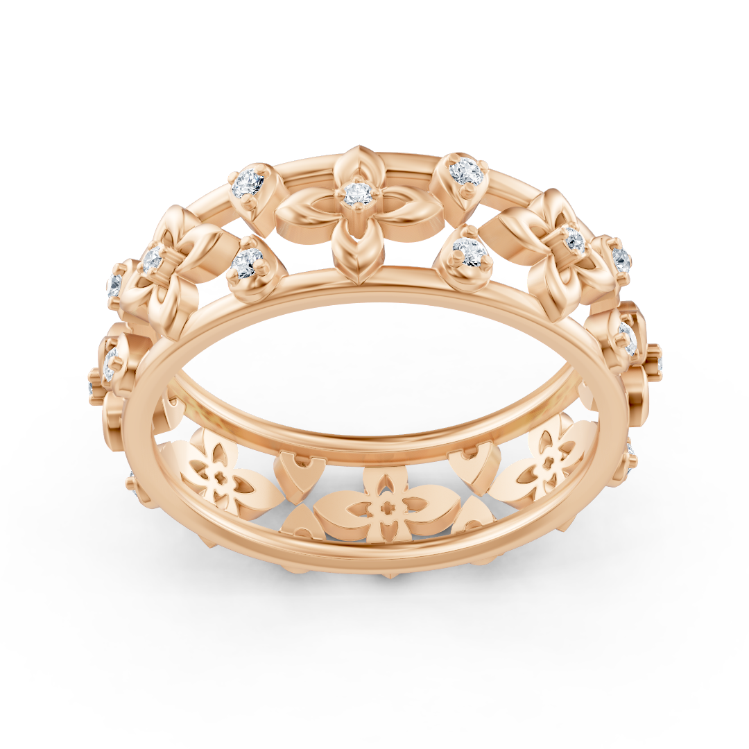 Noble rose gold ring with diamonds in a flower design – delicate elegance