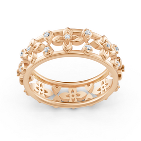 Noble rose gold ring with diamonds in a flower design – delicate elegance