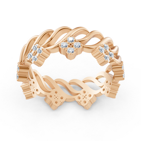 Bague en or rose 14 carats avec diamants « Fleur de glace »