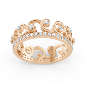 Bague couronne de princesse en or rose 14 carats et diamants « Royal Grace »