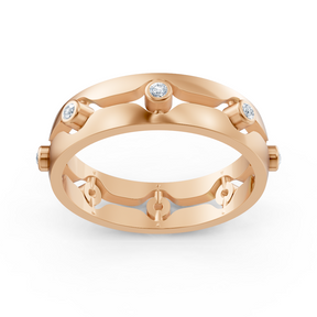 Elegant rose gold ring with round diamonds in bezel design