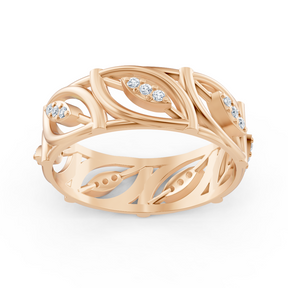 Moderner Rosegold-Ring mit Runddiamanten im Prong-Design