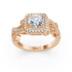 Rose gold vintage diamond engagement ring