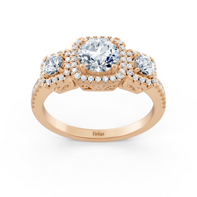 Diamond 3-stone engagement ring in rose gold
