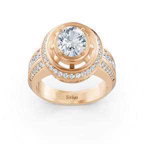 Bague de fiançailles halo en or rose avec diamants et tourmaline