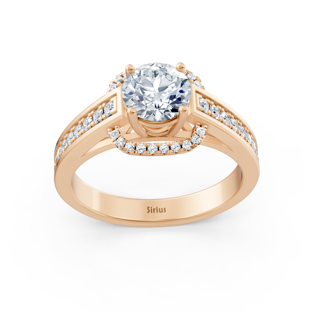 Elegant rose gold side stone diamond ring